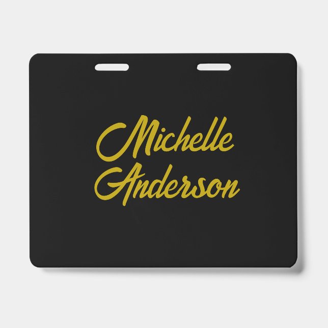 Goldene Farbe Schwarzer Moderner Minimalistischer  Ausweis (Vorderseite)