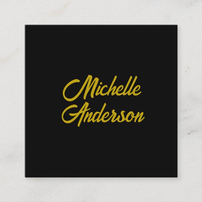 Goldene Farbe Schwarzer Moderner Minimalistischer  Begleitkarte (Vorderseite)