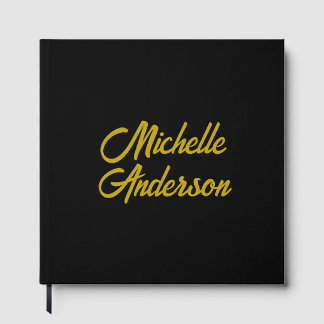 Goldene Farbe Schwarzer Moderner Minimalistischer  Gästebuch