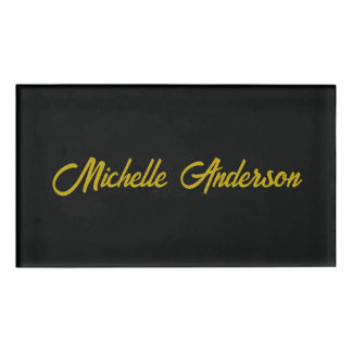Goldene Farbe Schwarzes Modernes Minimalistisches  Namenschild
