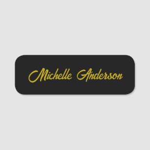 Goldene Farbe Schwarzes Modernes Minimalistisches Namensschild