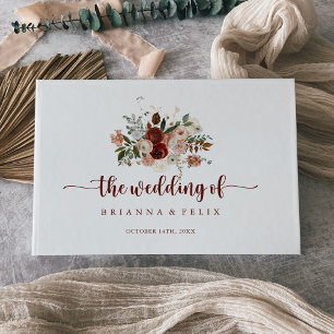 Goldene, farbenfrohe blumenreiche Hochzeit Gästebuch