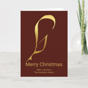 Goldene Feder Schreibend Frohe Weihnachten Karte