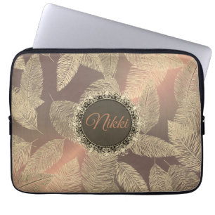 Goldene Federn auf Gold-Rose Personalisiert Laptopschutzhülle