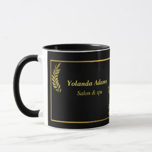 Goldene Federn und schwarze Umrandung Tasse