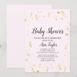 Goldene Feier auf der Pink Calligraphy Baby Dusche Einladung