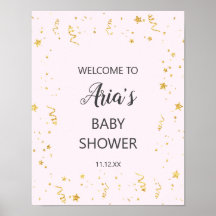 Goldene Feier auf Pink Baby Dusche Begrüßungszeich