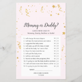 Goldene Feier auf rosa Mommy oder Daddy Game Flyer