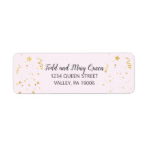 Goldene Feier mit rosafarbenen Rücksendeadressen-A
