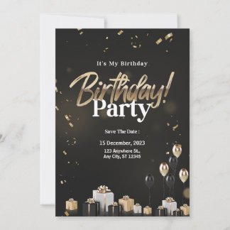 Goldene Feier Schwarz und Gold Geburtstag Einladung