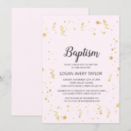 Goldene Feier über rosa Taufe Einladung