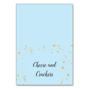 Goldene Feier zu Blue Dusche Buffet Food Labels Tischnummer