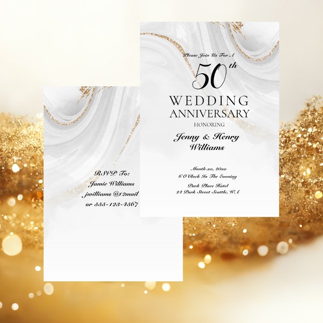 Goldene Feier zum 50. Hochzeitstag Einladung (Golden 50th Wedding Anniversary Celebration Invitation)