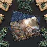 Goldene Feiertage - Sterne Foto Feiertagskarte<br><div class="desc">Goldene Feiertage Sterne 1 Foto Weihnachtskarte. Mit Skripttext und Goldeffekt-Design,  marineblau Untergrundfarbe kann geändert werden,  um Ihren Stil Anzug.</div>