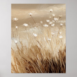 Goldene Feldblüten #4 – Warme neutrale Wildblume Poster