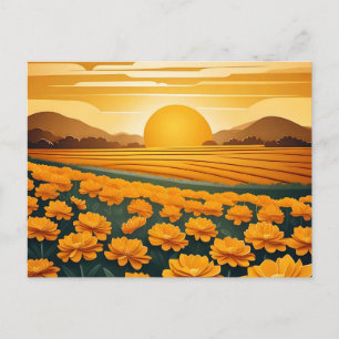Goldene Felder von Marigolds Postkarte
