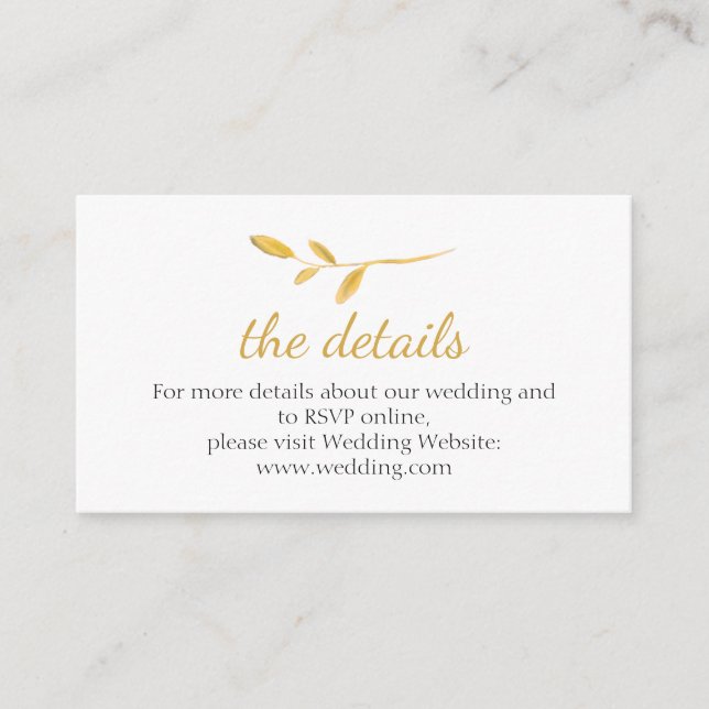 Goldene Filiale Informationen zur Chic Wedding Begleitkarte (Vorderseite)