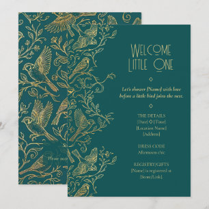 Goldene Filigran Kunst Deco Spatz Baby Shower Einladung