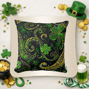Goldene Filigran-Smaragd-Kleeblatt-Keltisches Must Kissen