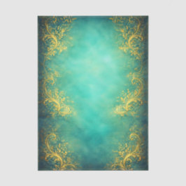 Goldene Filigran, Türkis Hintergrund EZ7 Decoupage Seidenpapier