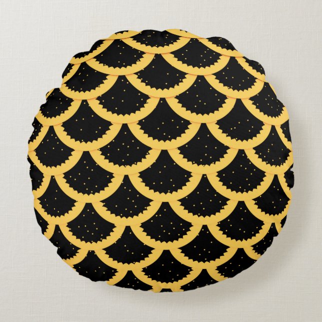 Goldene Fischwaage Rundes Kissen (Vorderseite)