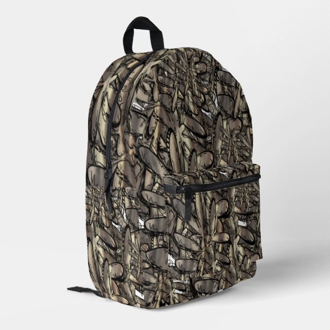 Goldene Flamme Blume Bedruckter Rucksack (Rückseitige Ecke links)