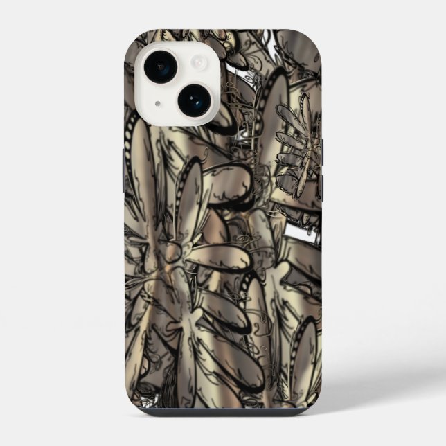 Goldene Flamme Blume iPhone 14 Hülle (Rückseite)