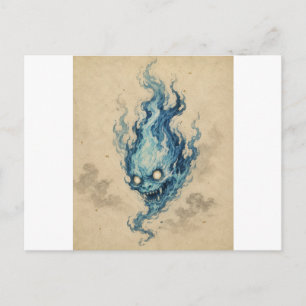 Goldene Flamme Onibi Geist Postkarte