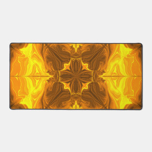 Goldene Flammen-Kaleidoskop-Fraktal-Kunst Schreibtischunterlage
