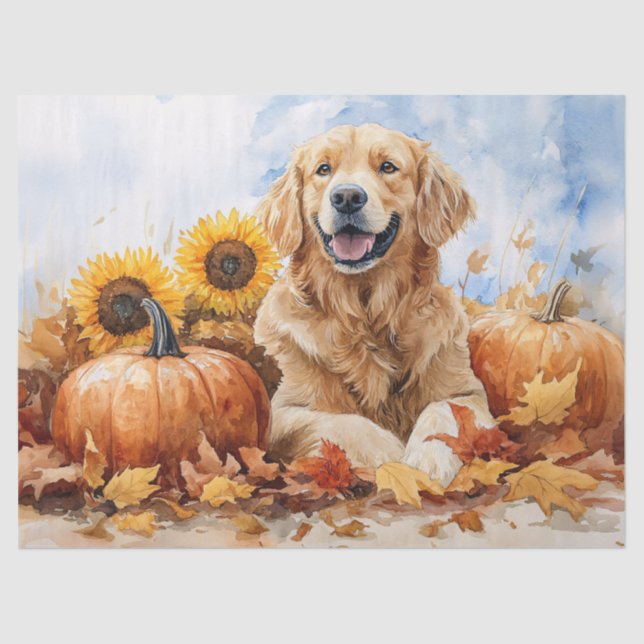 Goldene Flasche mit Pumpkin Decoupage Seidenpapier (Vorderseite)