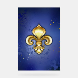Goldene Fleur de Lis auf Blau Acrylschild