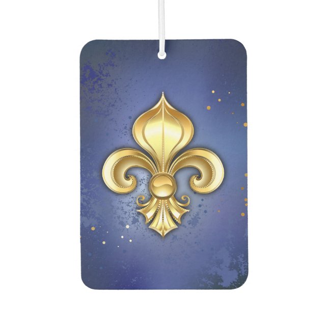 Goldene Fleur de Lis auf Blau Autolufterfrischer (Vorderseite)