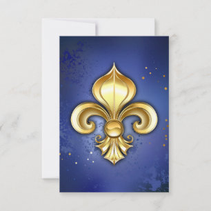 Goldene Fleur de Lis auf Blau Dankeskarte