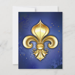 Goldene Fleur de Lis auf Blau Dankeskarte