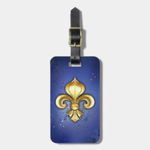 Goldene Fleur de Lis auf Blau Gepäckanhänger