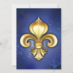Goldene Fleur de Lis auf Blau Karte