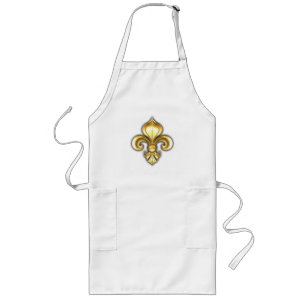 Goldene Fleur de Lis auf Blau Lange Schürze