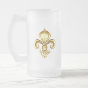Goldene Fleur de Lis auf Blau Mattglas Bierglas