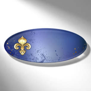 Goldene Fleur de Lis auf Blau Namenschild