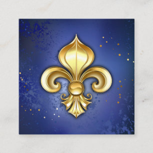 Goldene Fleur de Lis auf Blau Telefonnummerkarte
