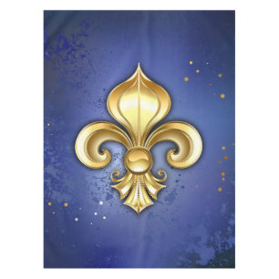 Goldene Fleur de Lis auf Blau Tischdecke