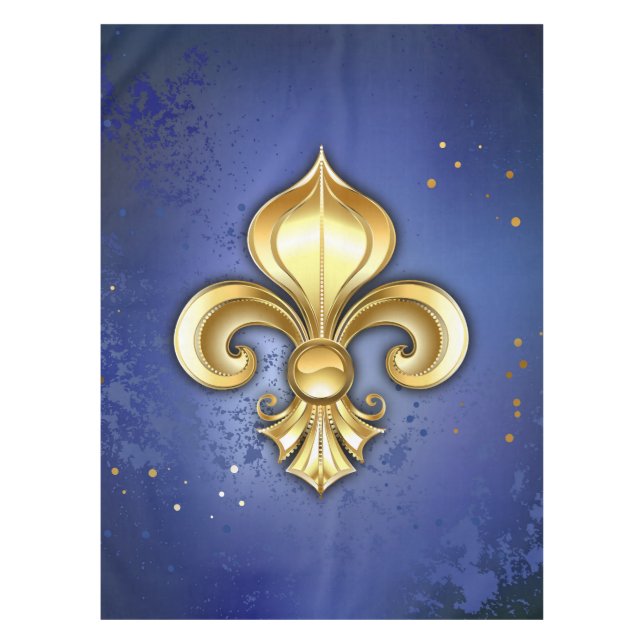 Goldene Fleur de Lis auf Blau Tischdecke (Vorderseite)