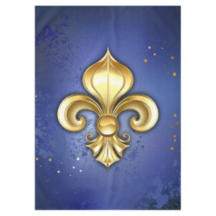 Goldene Fleur de Lis auf Blau Tischdecke
