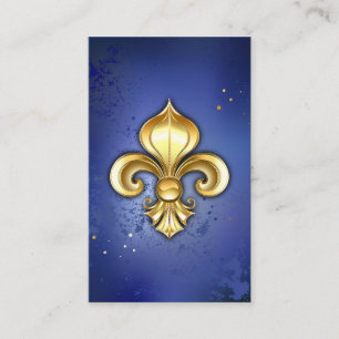Goldene Fleur de Lis auf Blau Visitenkarte