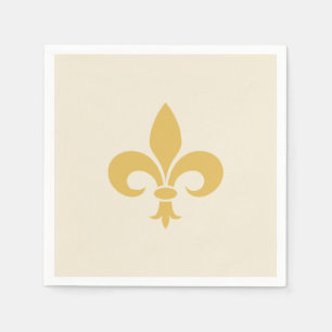 Goldene Fleur-de-Lis auf Champagner-Beige Serviette
