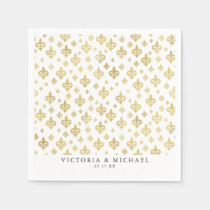 Goldene Fleur-de-lis Personalisierter Mardi Gras Serviette