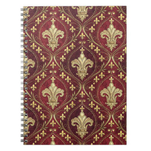 Goldene Fleur-de-lis roter Samt königliches Design Notizblock