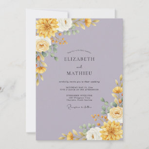 Goldene Flieder-Pfingstrosen-Hochzeit Einladung