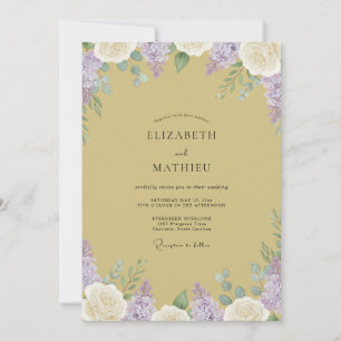 Goldene Flieder-Wisteria-Hochzeit Einladung