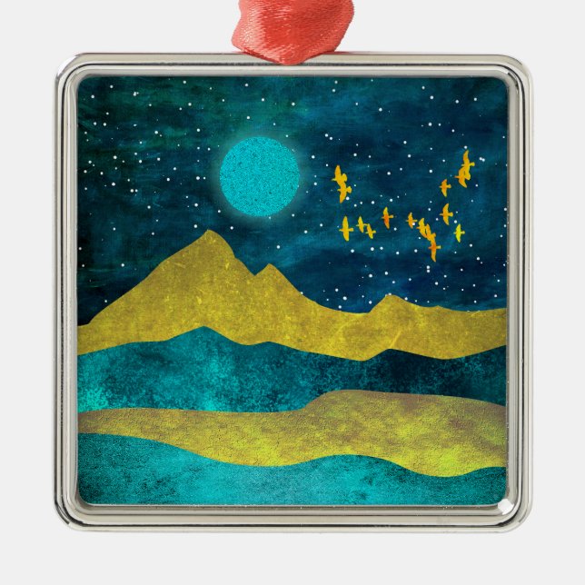 Goldene Flock Ornament Aus Metall (Vorne)